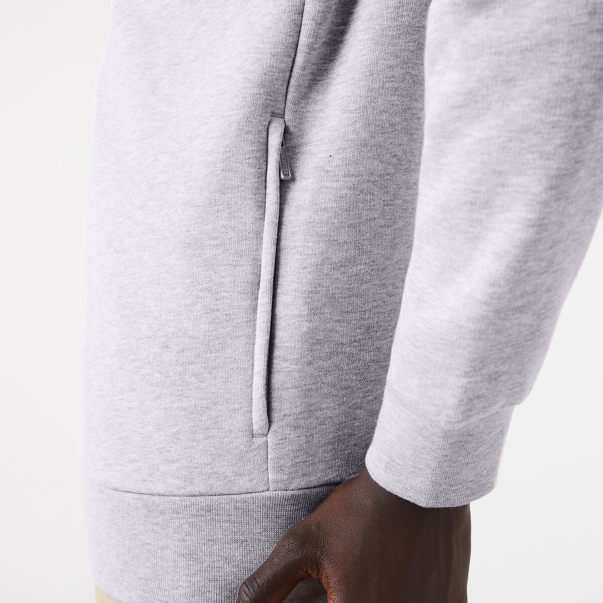Felpa con cerniera e collo alto grigio chiné , LACOSTE