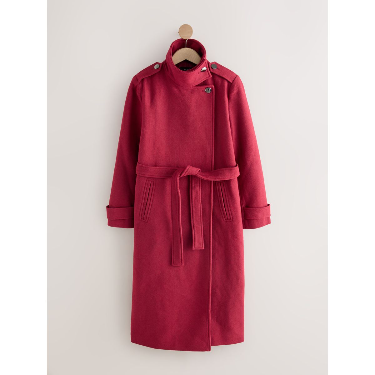 Manteau habillé à col cheminée rouge, NEXT