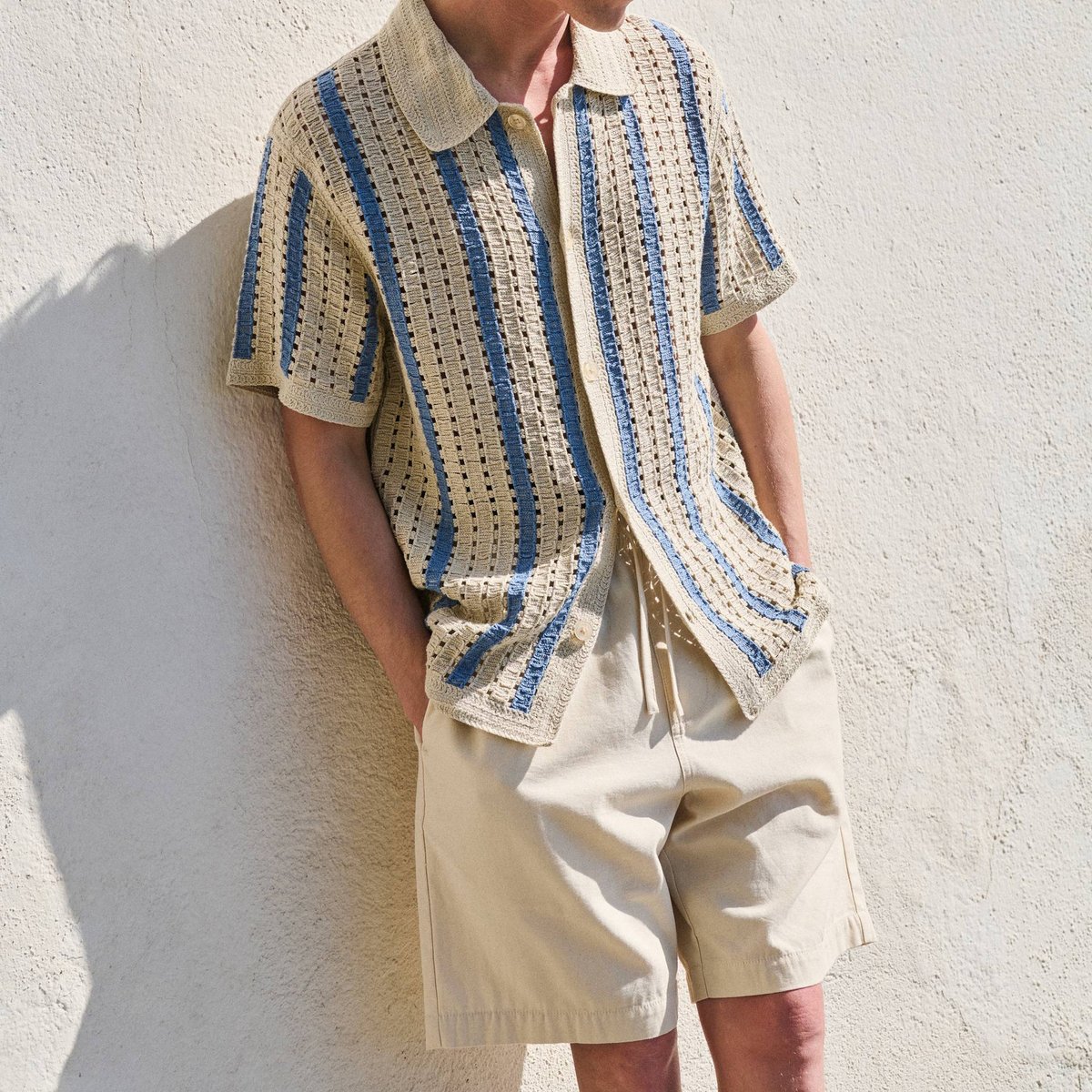 Chemise manches courtes en crochet bones, MONOPRIX