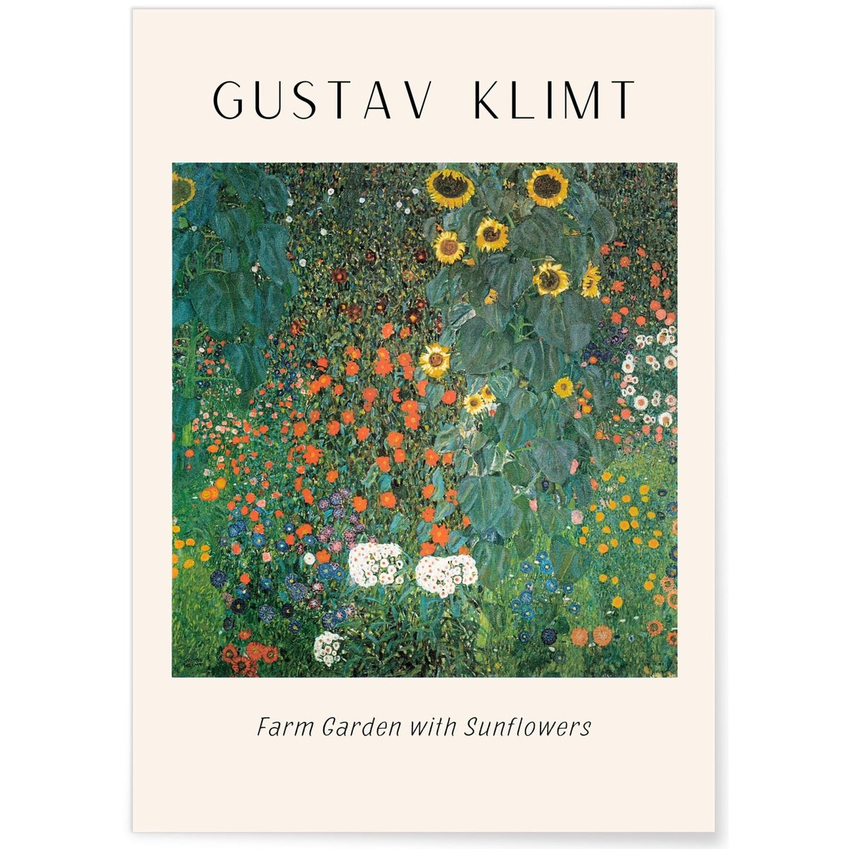 Affiche Gustav Klimt « Farm Garden with Sunflowers » blanc, L'AFFICHERIE