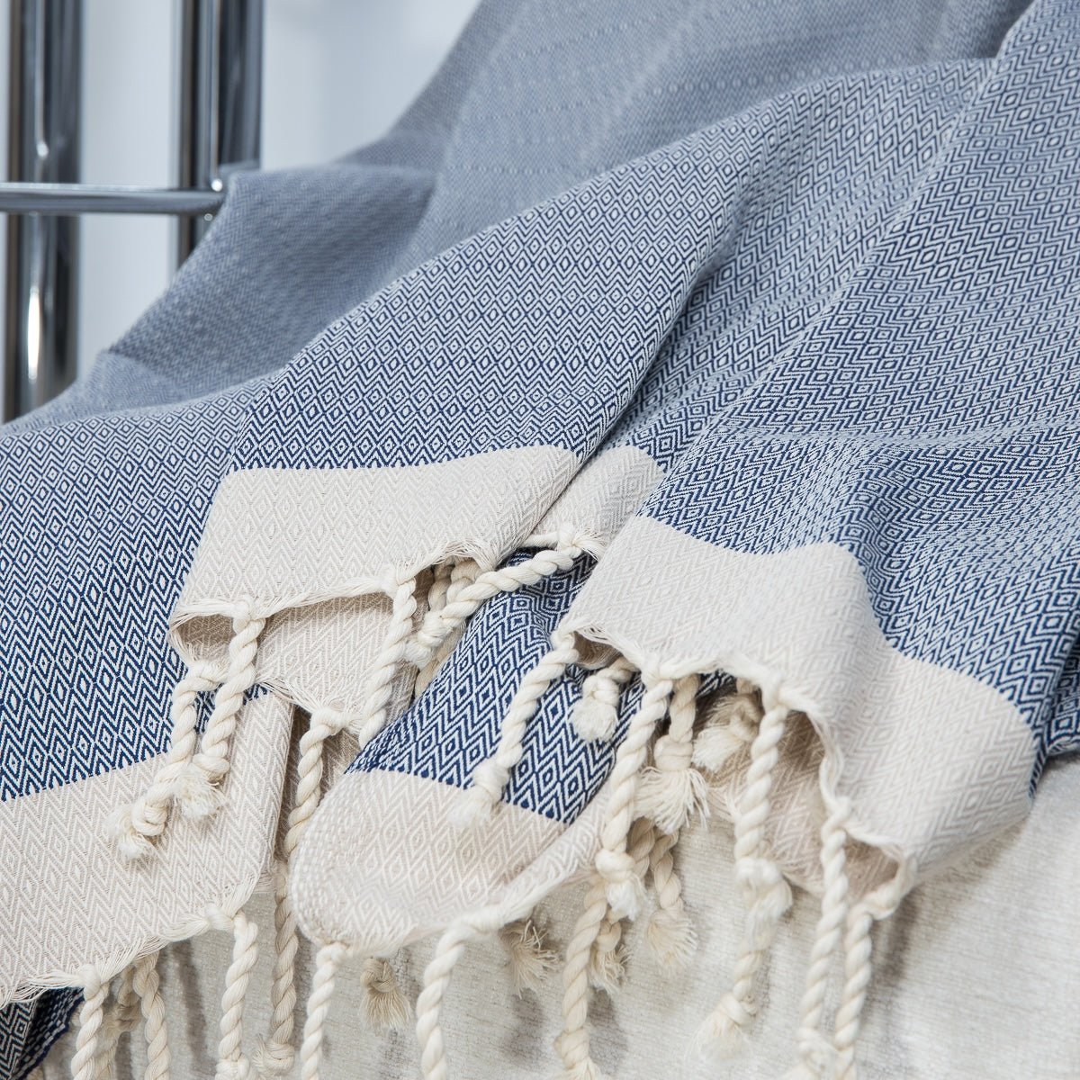 Plaid coton MONTANA bleu, FEBRONIE