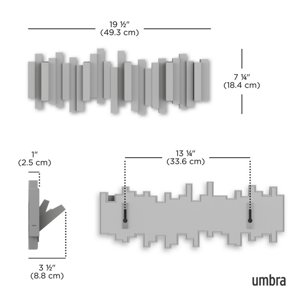 Porte-manteau design mural patères  STICKS gris, UMBRA