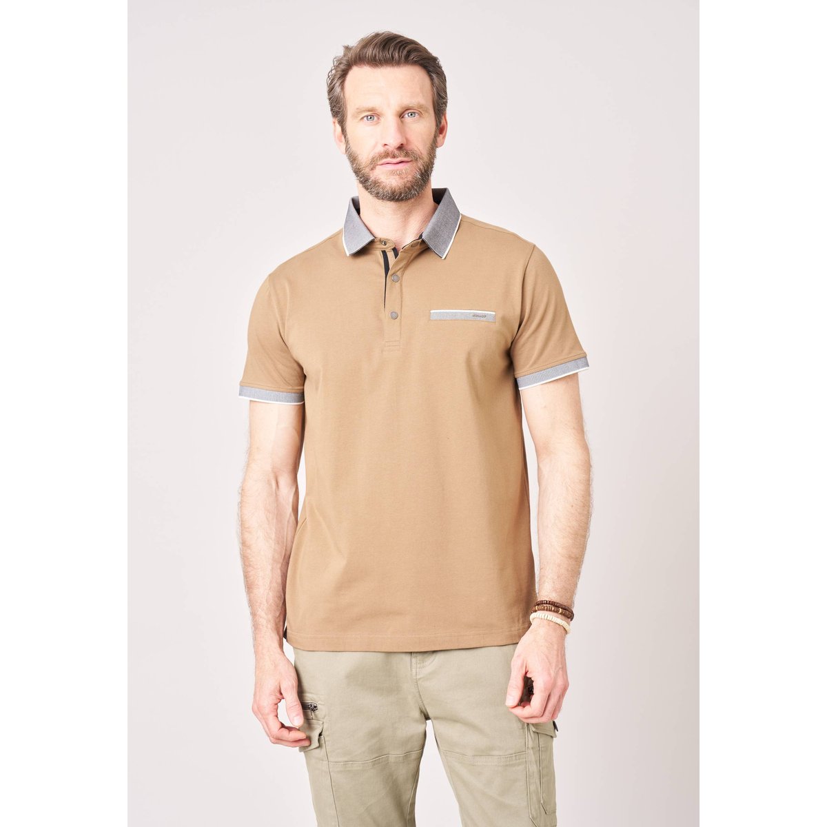 Polo regular homme en jersey coton EAGLE mocha, DEELUXE