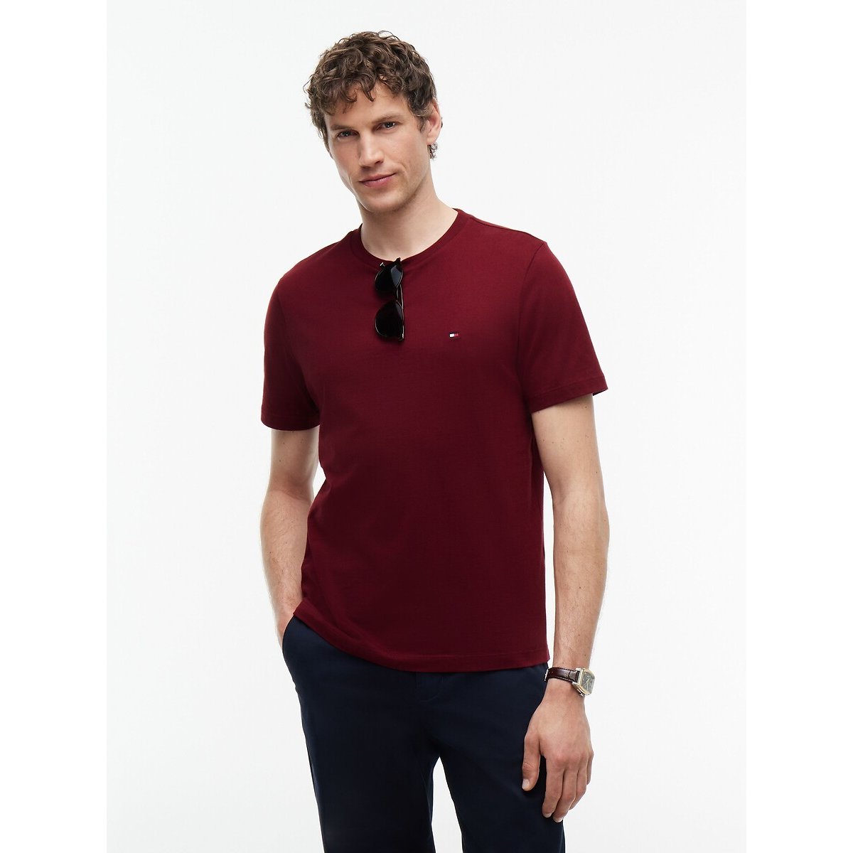 Camiseta recta gruesa burdeos, TOMMY HILFIGER