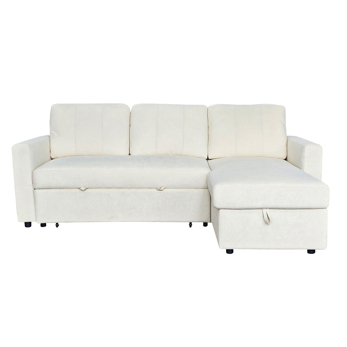 Nexis Soft Wool 3 Seater Corner Sofa Bed with Storage Chaise (Right Facing) natural, ASPIRE