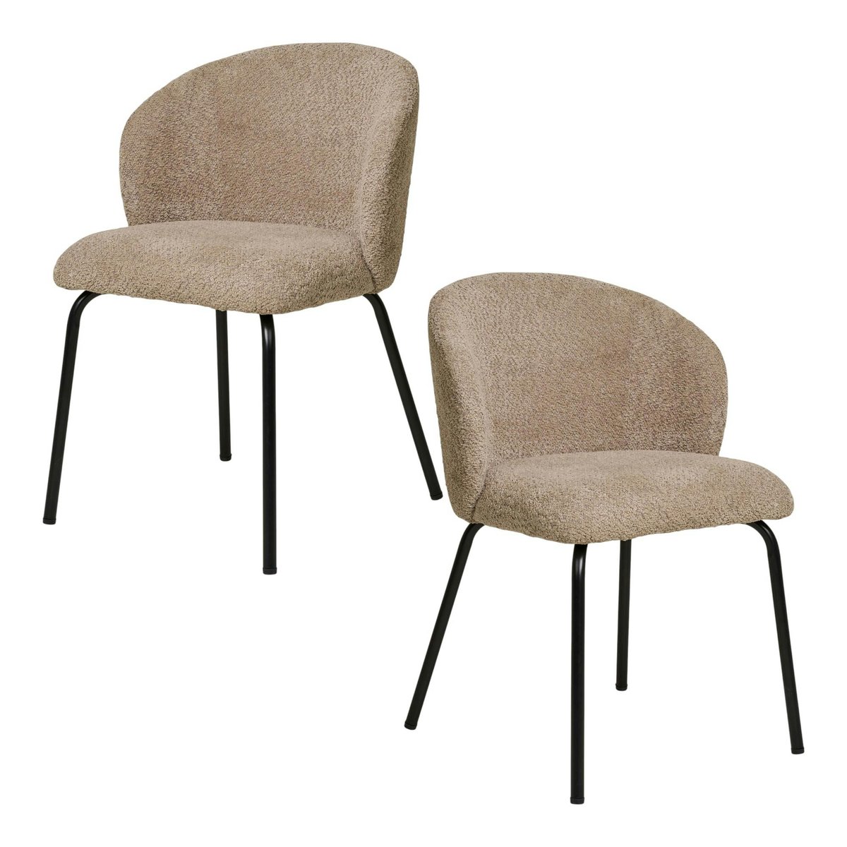 Chaise beige en bouclette avec dossier rond (lot de 2) MONTREUX beige, PIER IMPORT