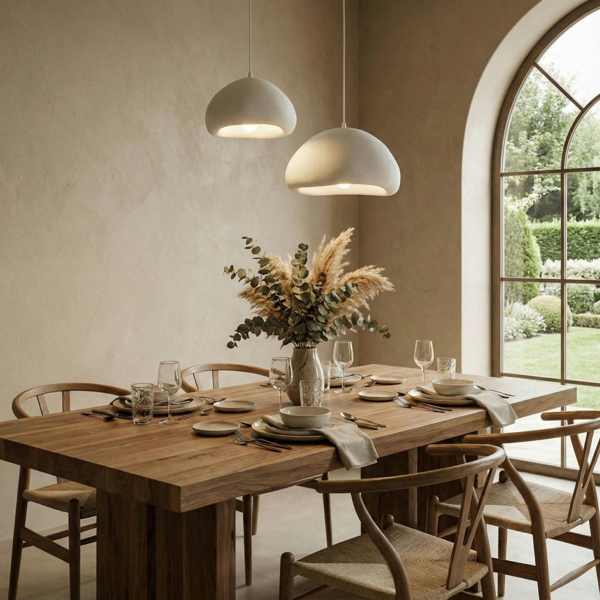 Suspension blanche design wabi-sabi 2 abat-jour NOXIS blanc, PIER IMPORT