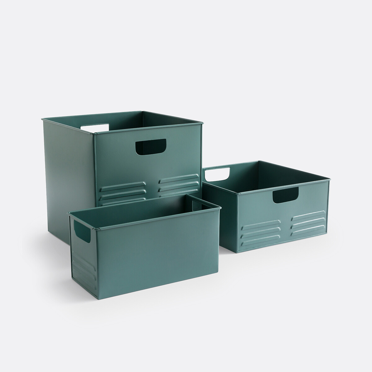 Caisse de rangement en métal acier, Hiba vert de gris, LA REDOUTE INTERIEURS