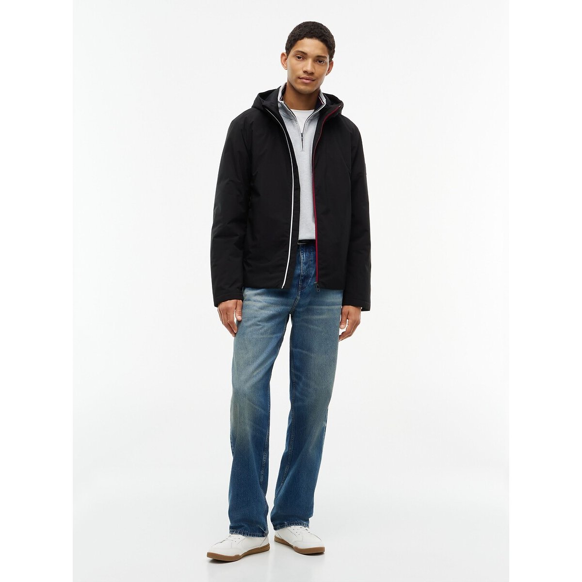 Coupe-vent à capuche noir, TOMMY HILFIGER