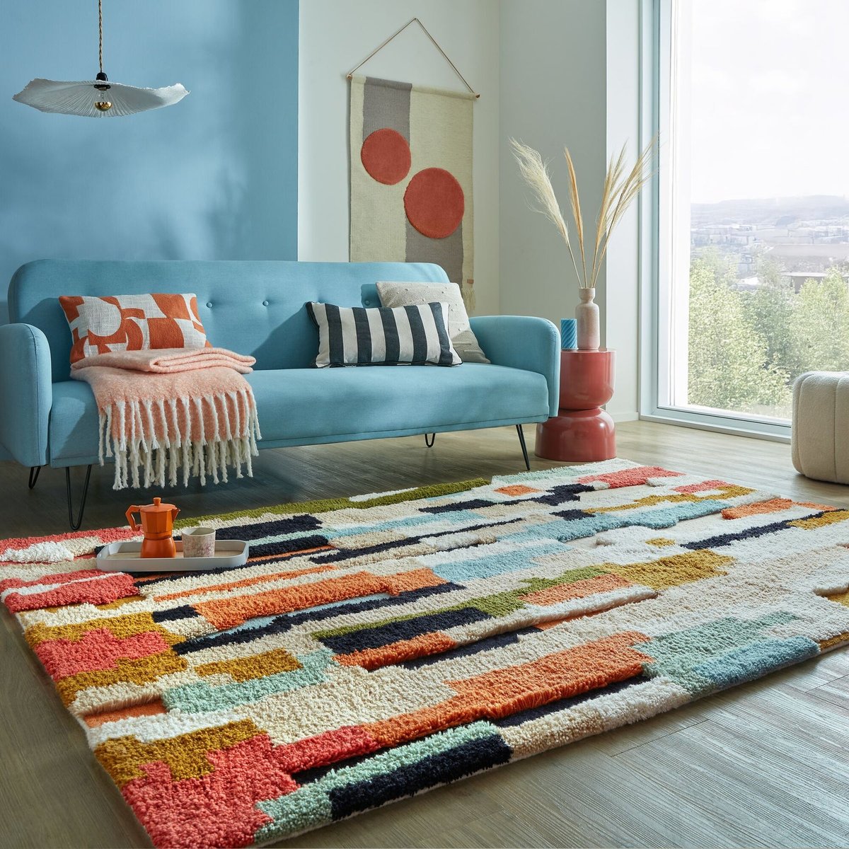 Tapis en laine shaggy ZAGORA GEO multicolore, FLAIR RUGS
