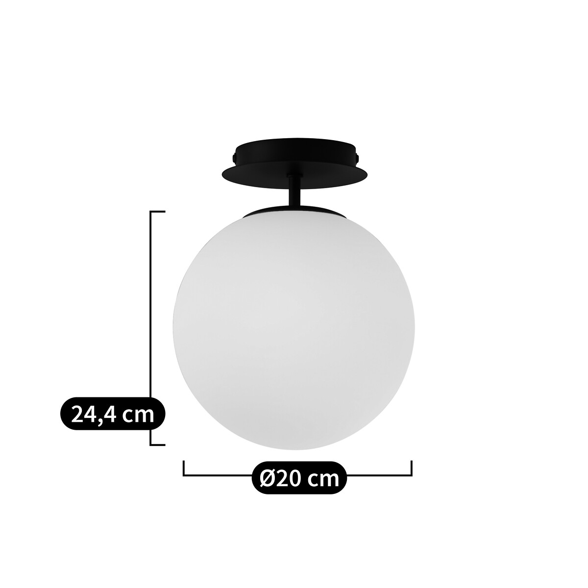 Plafonnier ou applique, métal fer et verre opaline, ATEA noir/blanc, LA REDOUTE INTERIEURS