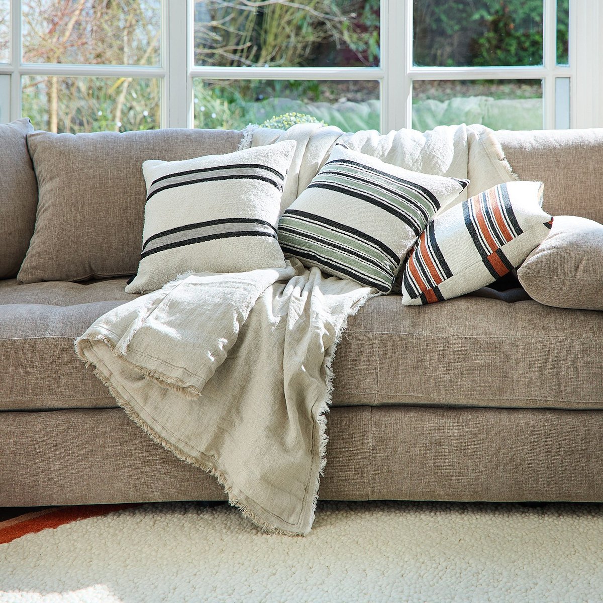 Coussin coton ARSENE gris, HABITAT