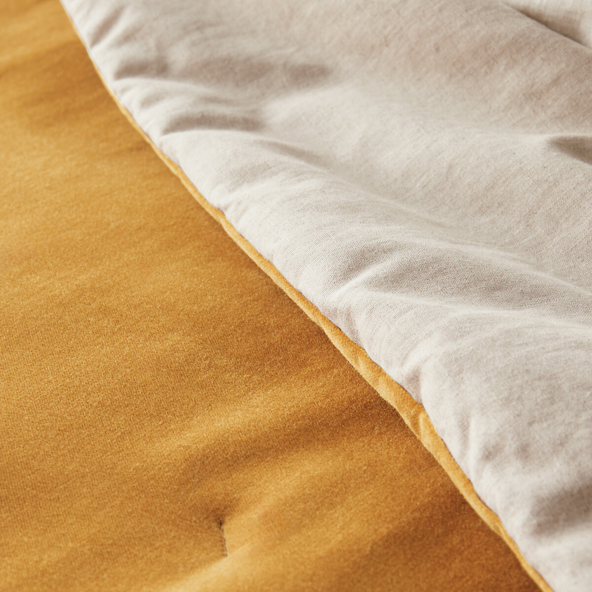 Edredon matelassé velours coton lin uni, Velvet bronze, LA REDOUTE INTERIEURS