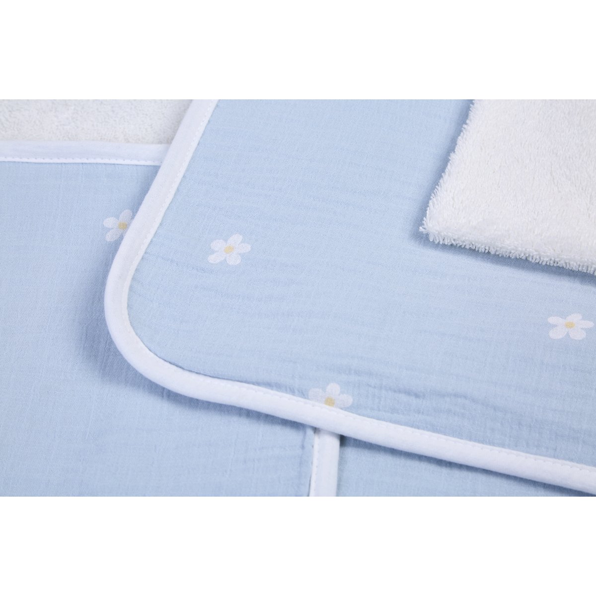 Cape de bain + gant 80 x 80 cm fleur bleu, CHILDHOME