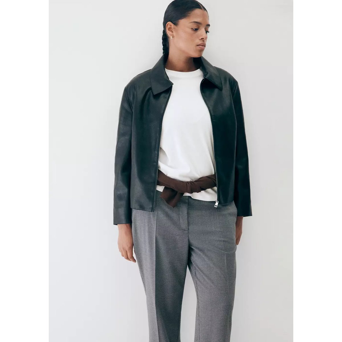 Pantalon droit fines rayures bleu, MANGO