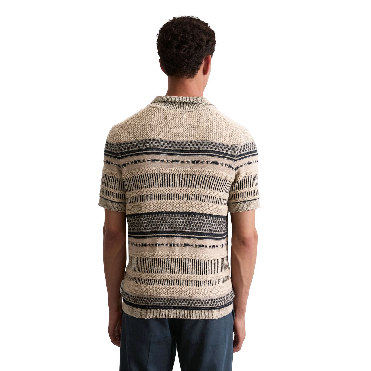 Pull à manches courtes regular avec mélange de structures beige, MARC O'POLO