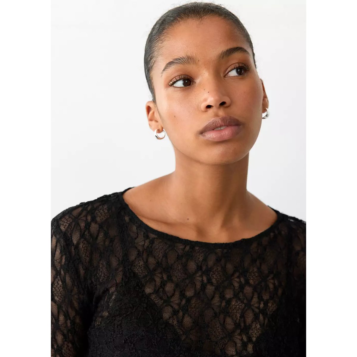 T-shirt broderies ajourées noir, MANGO TEEN