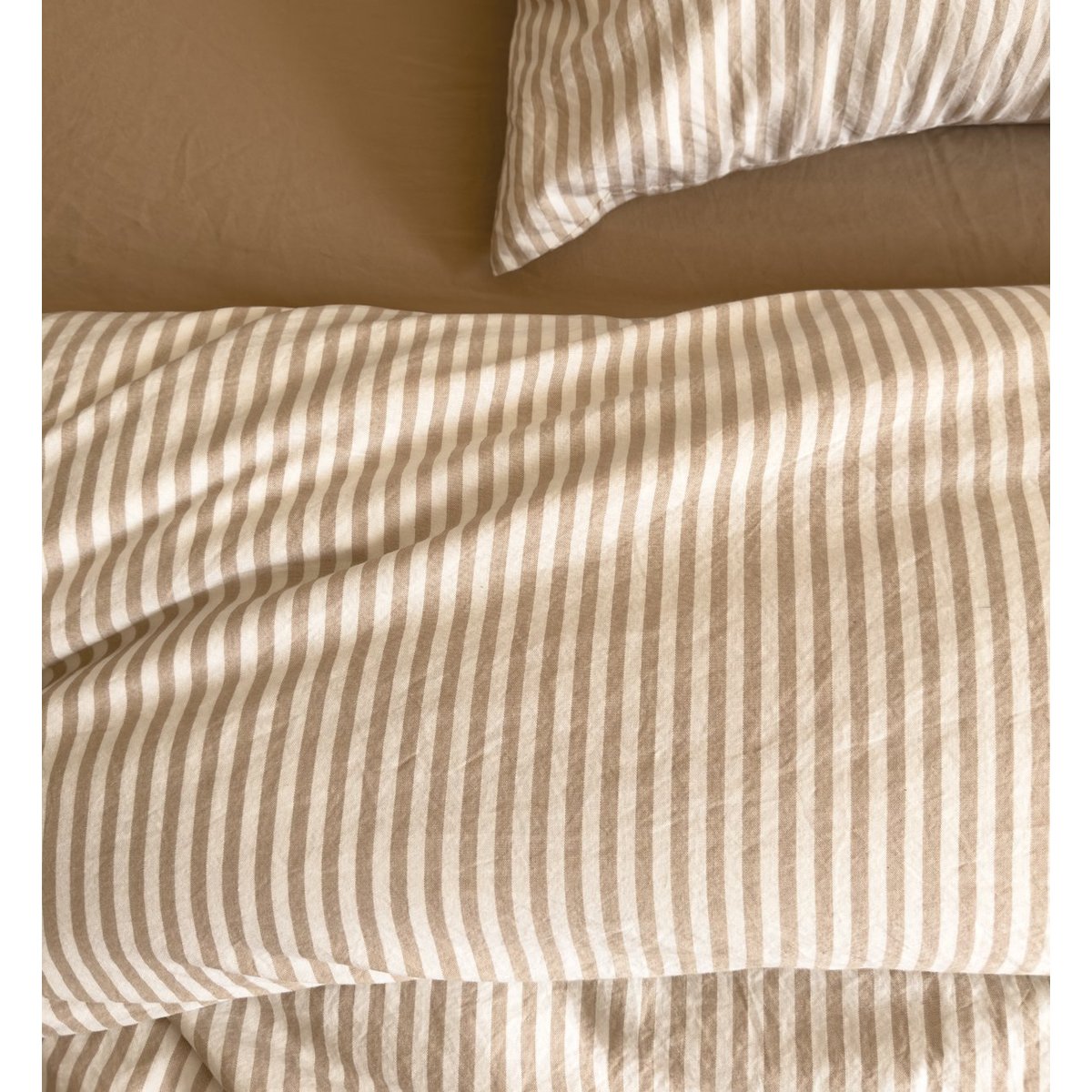 Housse de couette Adulte Percale de Coton Bio RAYÉ rayé ambre, KADOLIS
