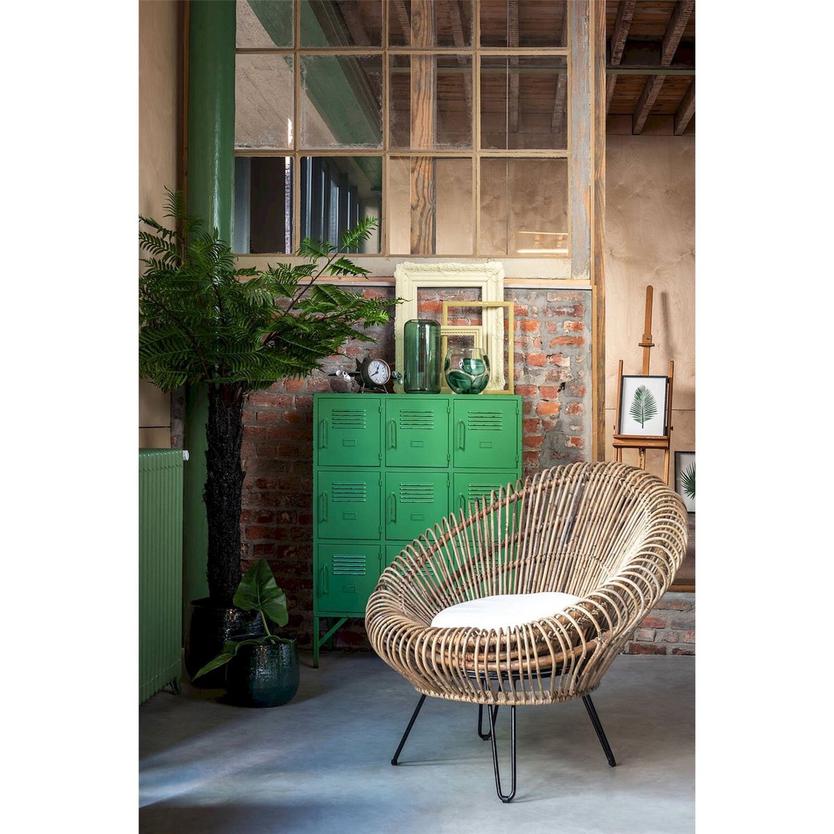 Armoire métal 9 portes style industriel vert, RECOLLECTION