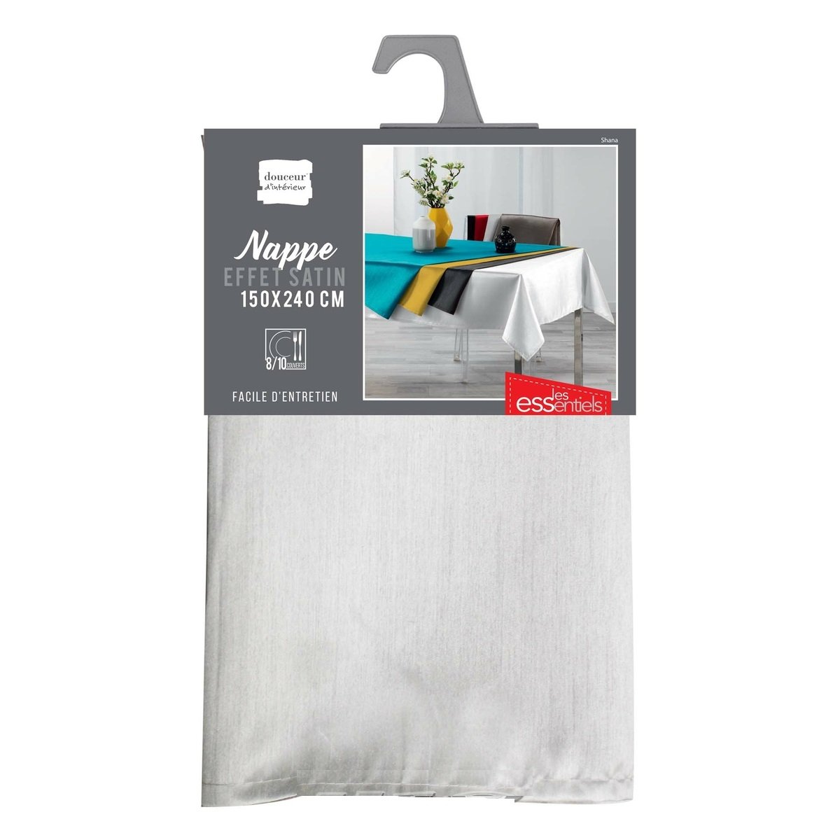 Nappe rectangle shantung Shana gris perle, EDEN