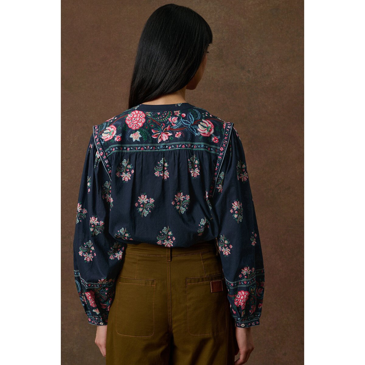 Blouse col rond imprimé floral, JANE marine, LOUISE MISHA