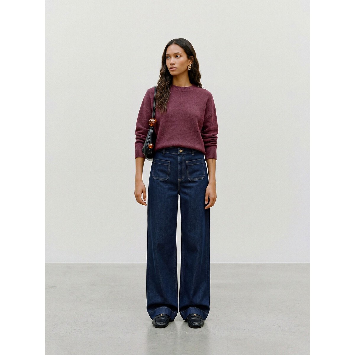 Maglione girocollo maniche lunghe bordeaux , VERO MODA