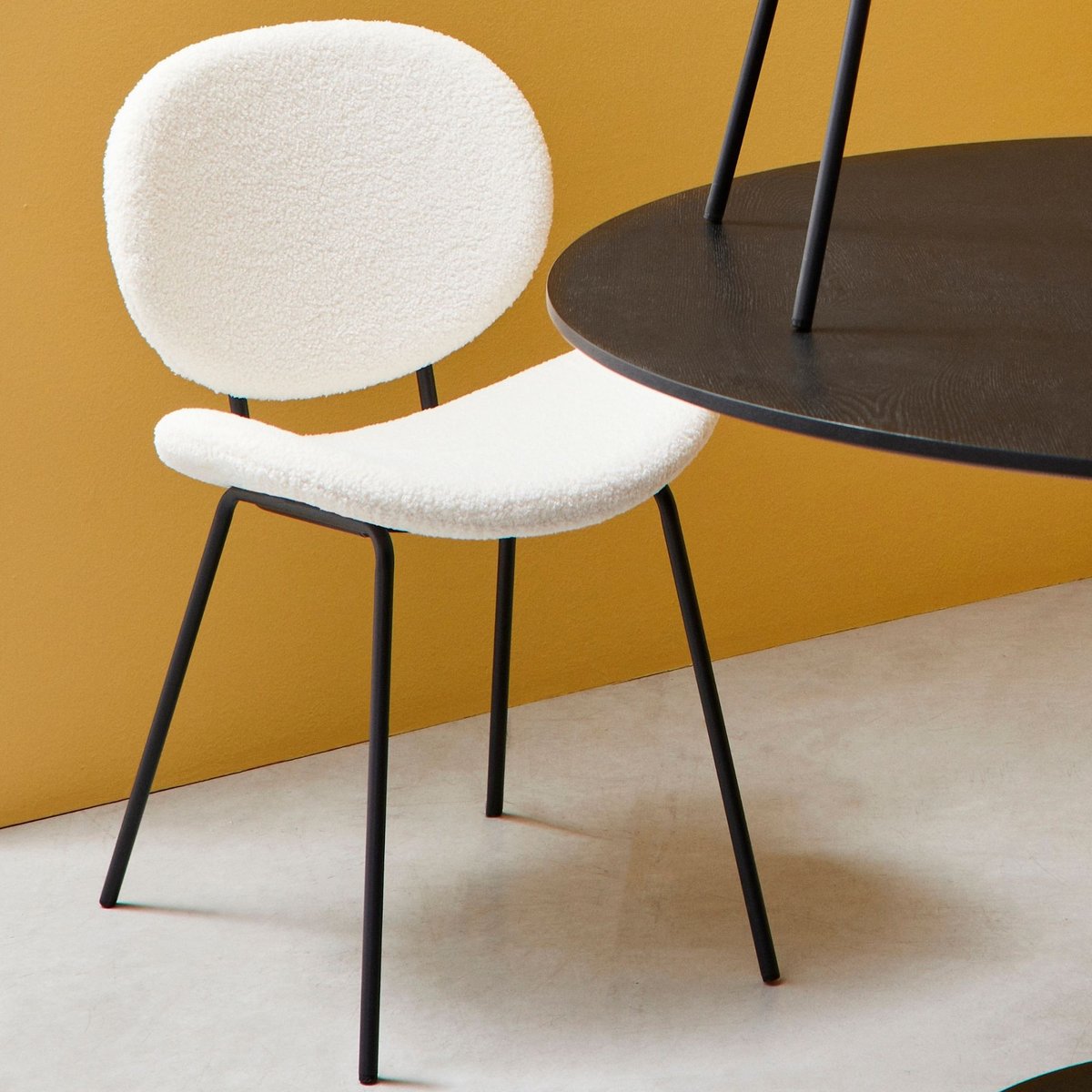 Chaises de salle à manger design en tissu bouclette (lot de 2) - KIM blanc, HELLIN, DEPUIS 1862