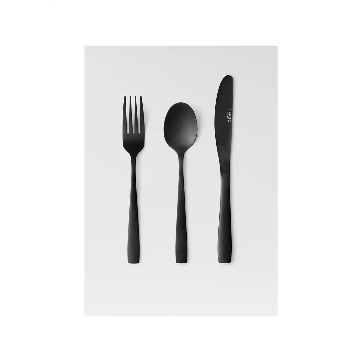 Ensemble de couverts 3 pièces en acier inoxydable finition mate noir, MANGO HOME