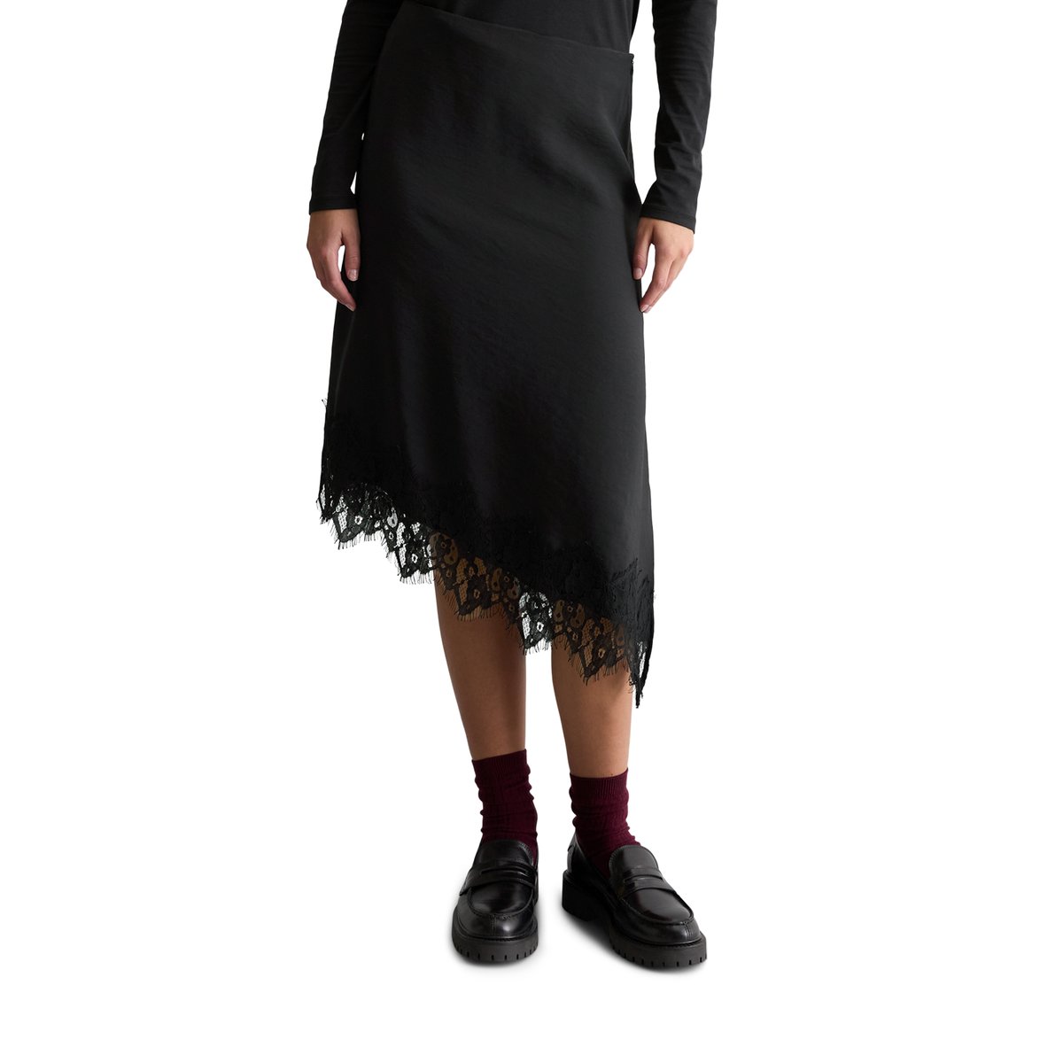 Jupe en dentelle, coupe classique en TENCEL™ Modal noir, MARC O’POLO DENIM