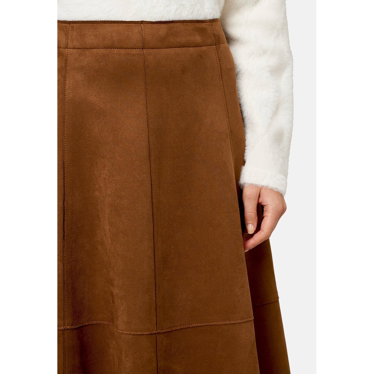 Jupe midi in velourlederoptik bright tobacco, ZERO