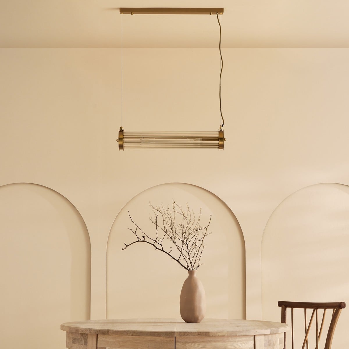 Lustre simple en métal laiton doré TUBES laiton, SIGNATURE