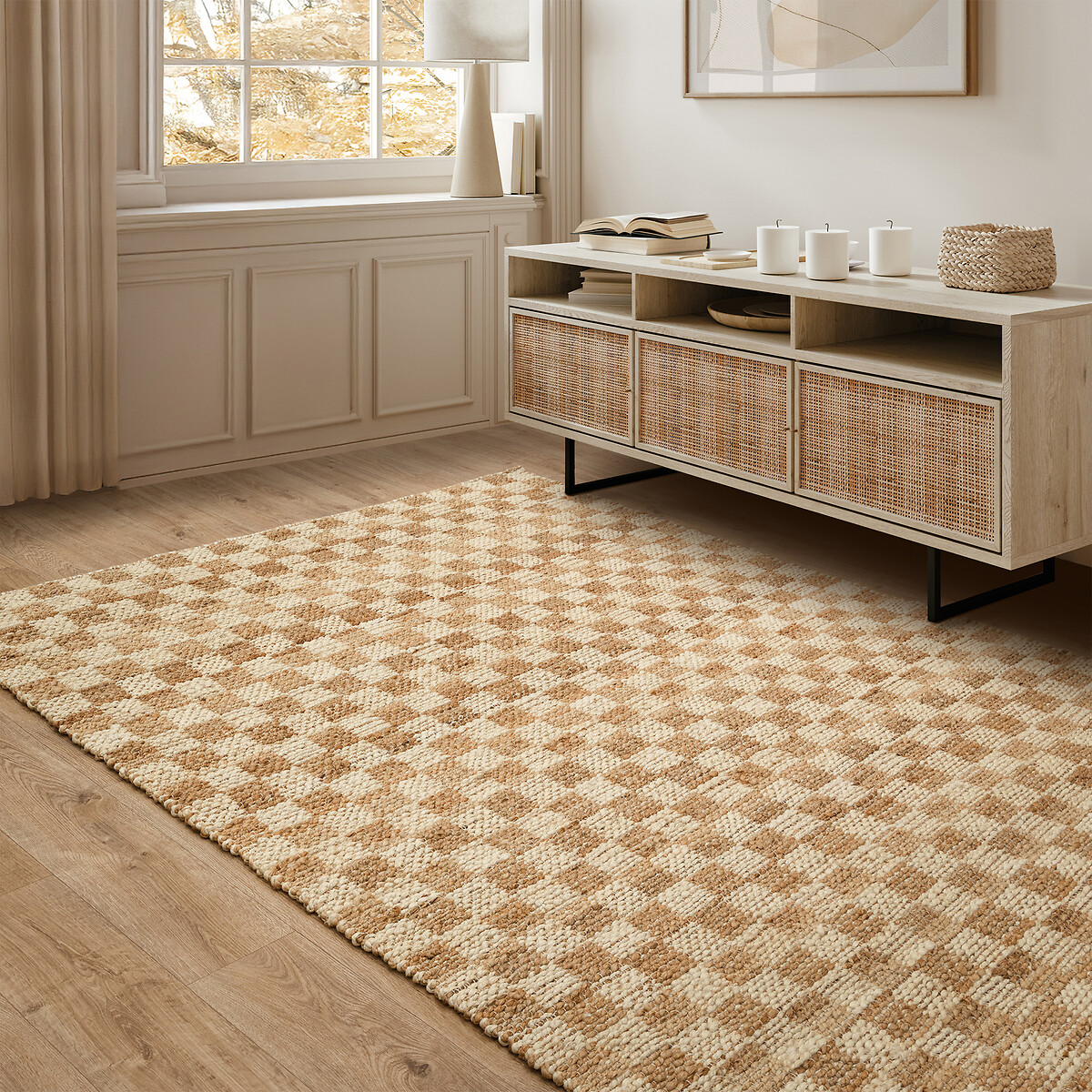 Naturi Hand Woven Chequerboard Rug natural, SO'HOME