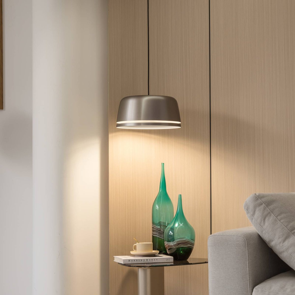 Suspension en aluminium designLED, Faelinor gris argenté, LUCANDE