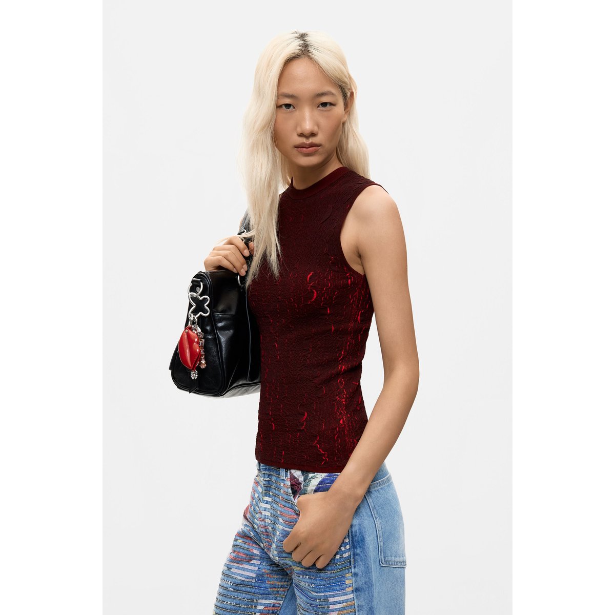 Débardeur en maille rouge, DESIGUAL