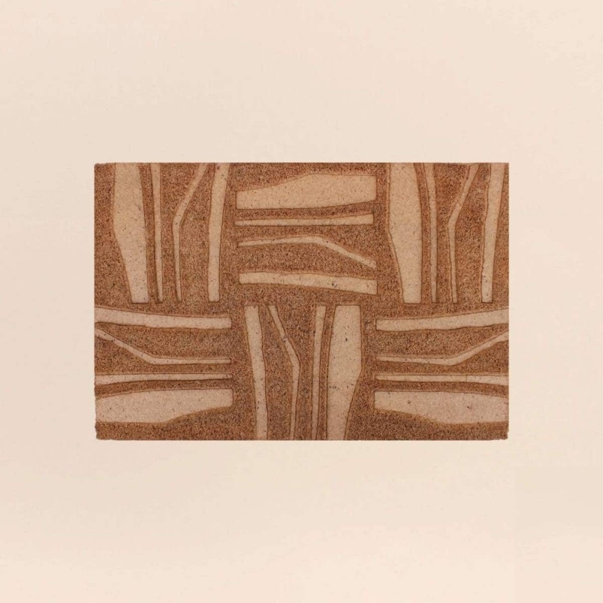 Paillasson embossé motifs primitifs 40x60cm marron, ORNAMI