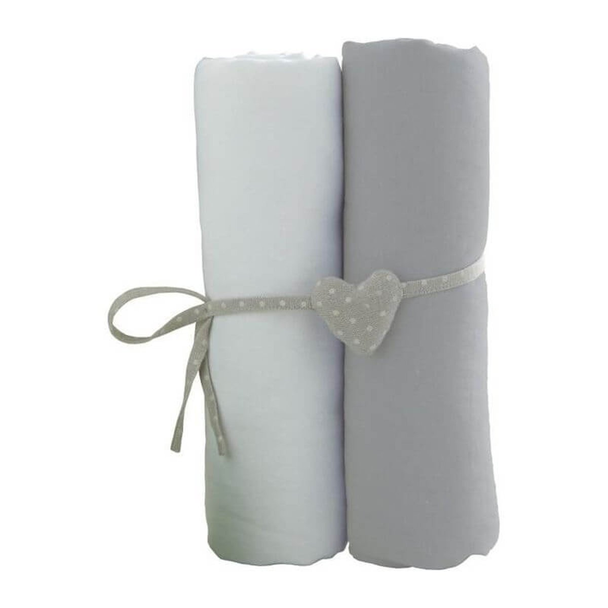 Lot de 2 draps housse 60x120 uni blanc / gris, BABYCALIN