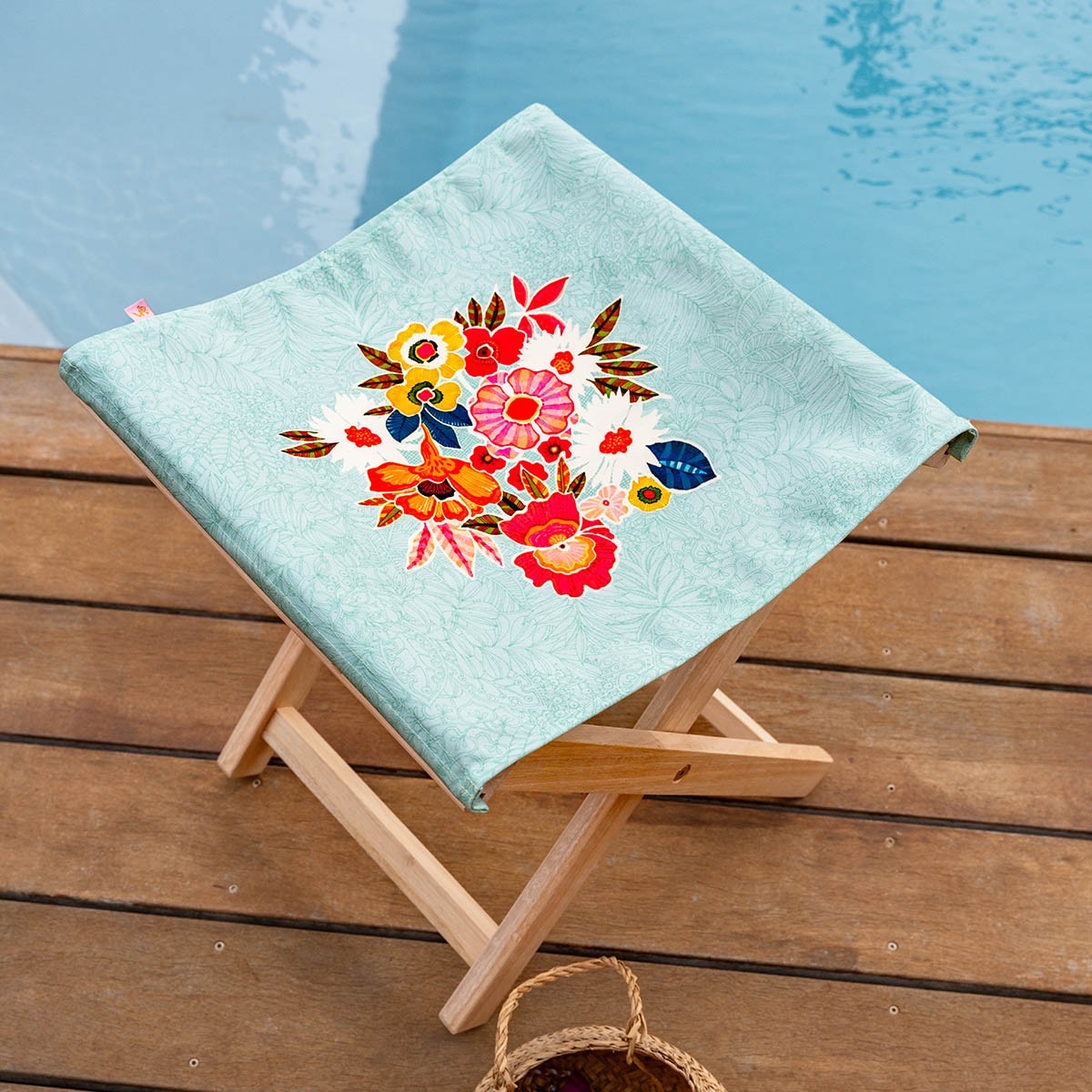 Pliant pêcheur en eucalyptus et toile outdoor, KIMIKO bleu, VENT DE BOHÈME
