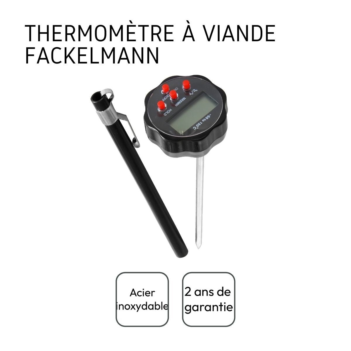 Set de 2 thermomètres de cuisine numérique TECNO noir|inox|rouge, FACKELMANN