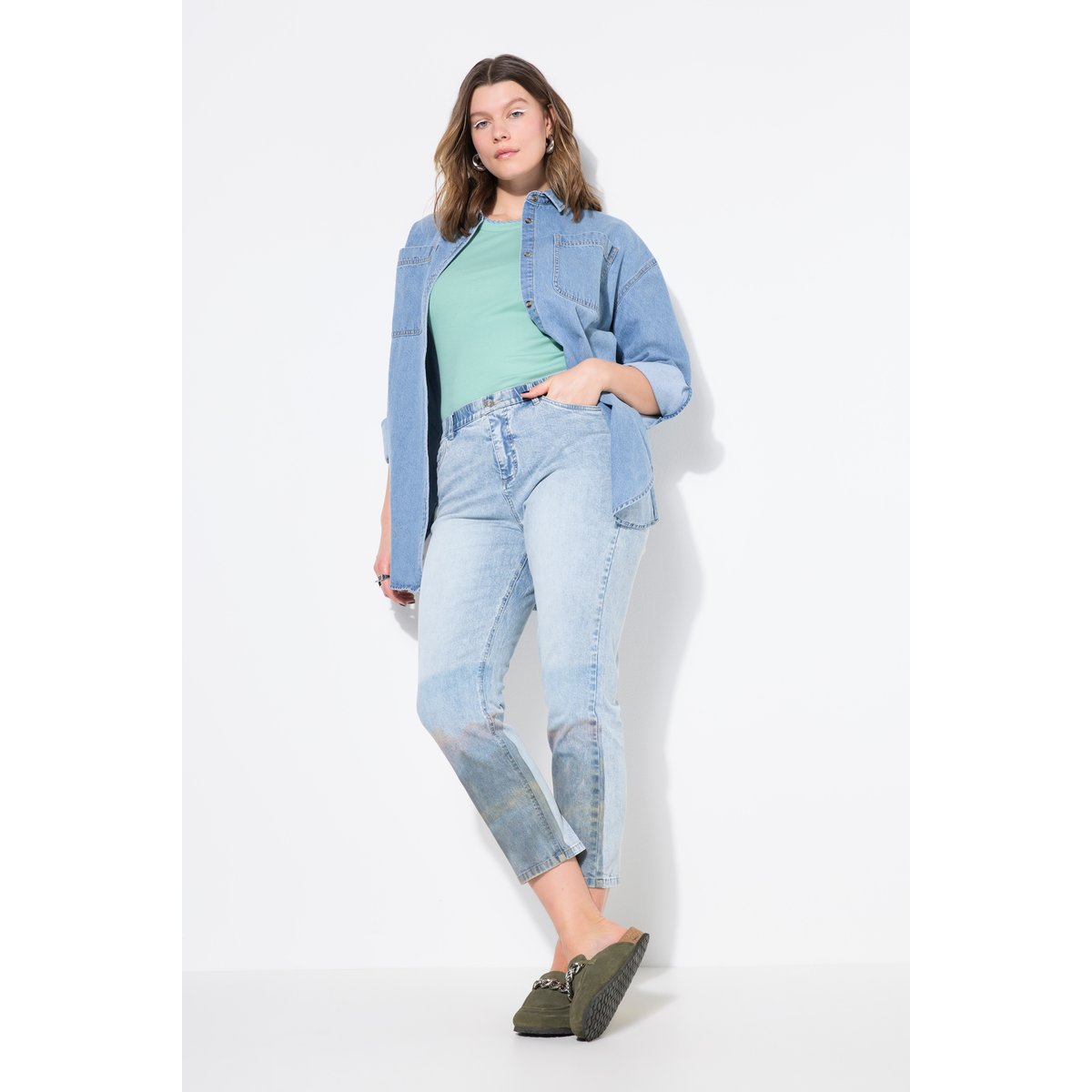 Chemisier en jean oversize, col chemise bleu jean, STUDIO UNTOLD