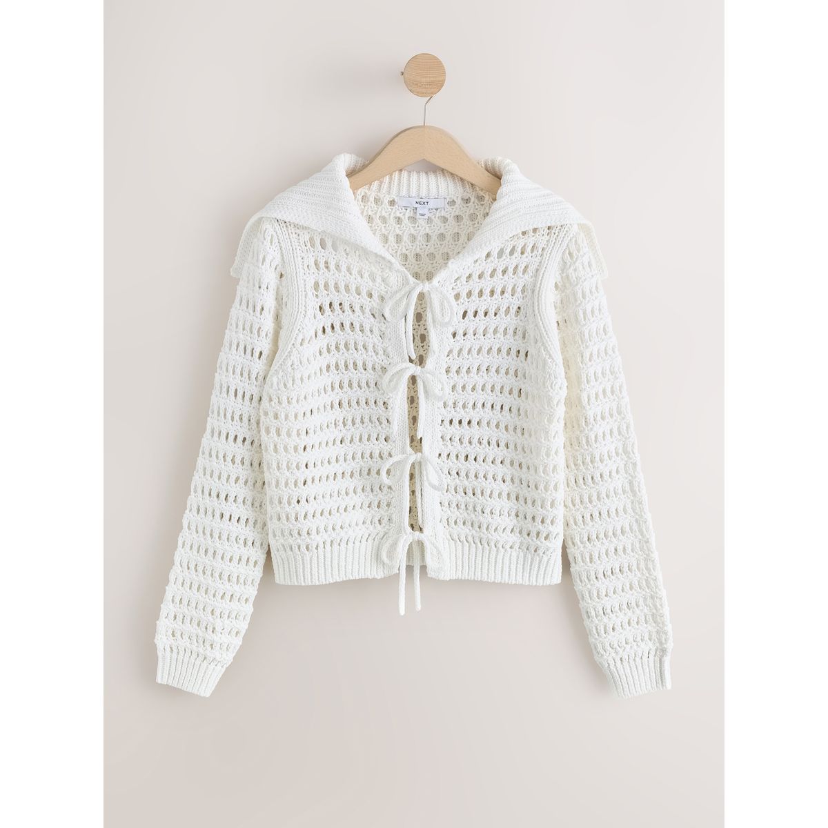 Cardigan à col marin noué sur le devant blanc, NEXT