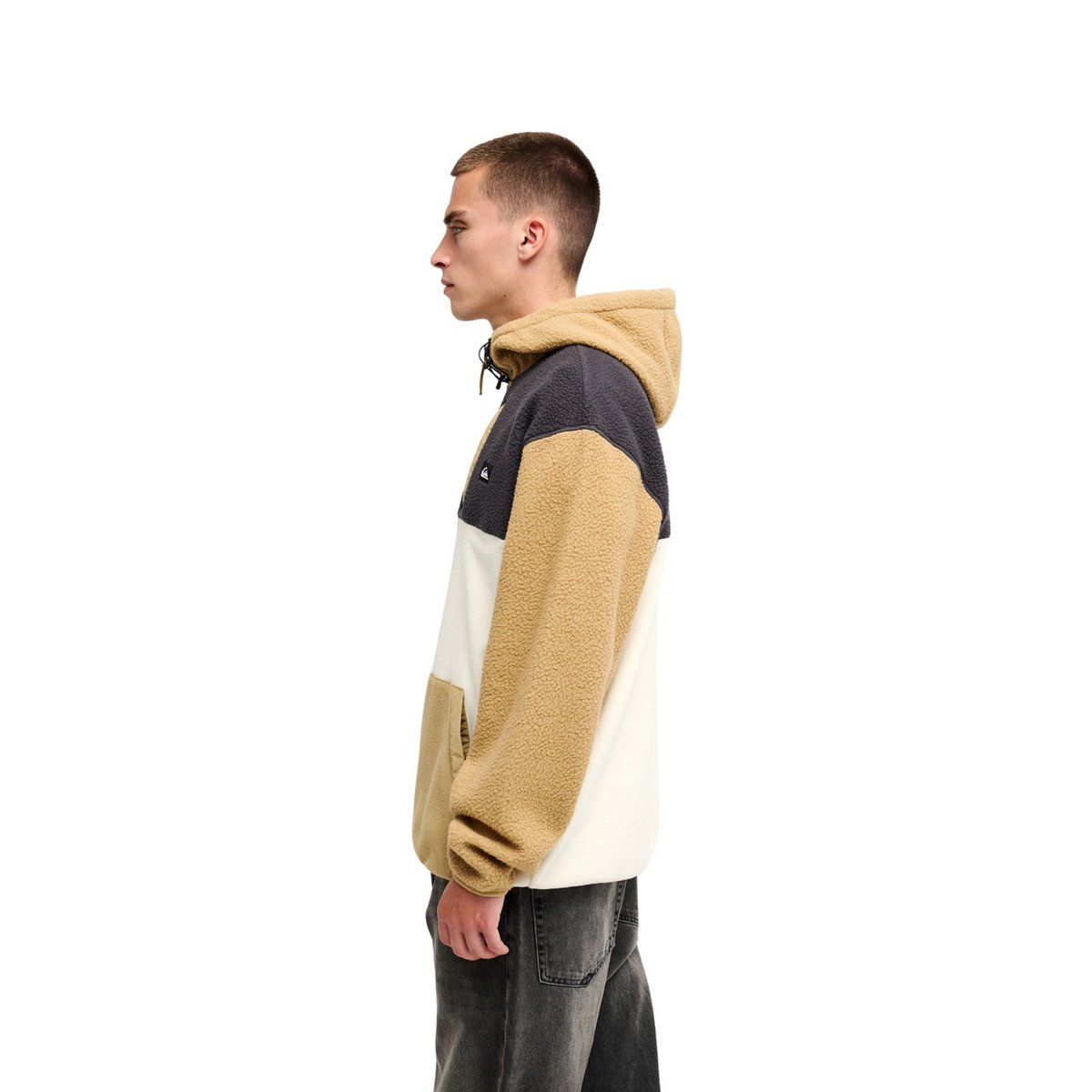 Polaire demi-zip à capuche Marron OCEAN VIEW MIX UP beige kelp, QUIKSILVER