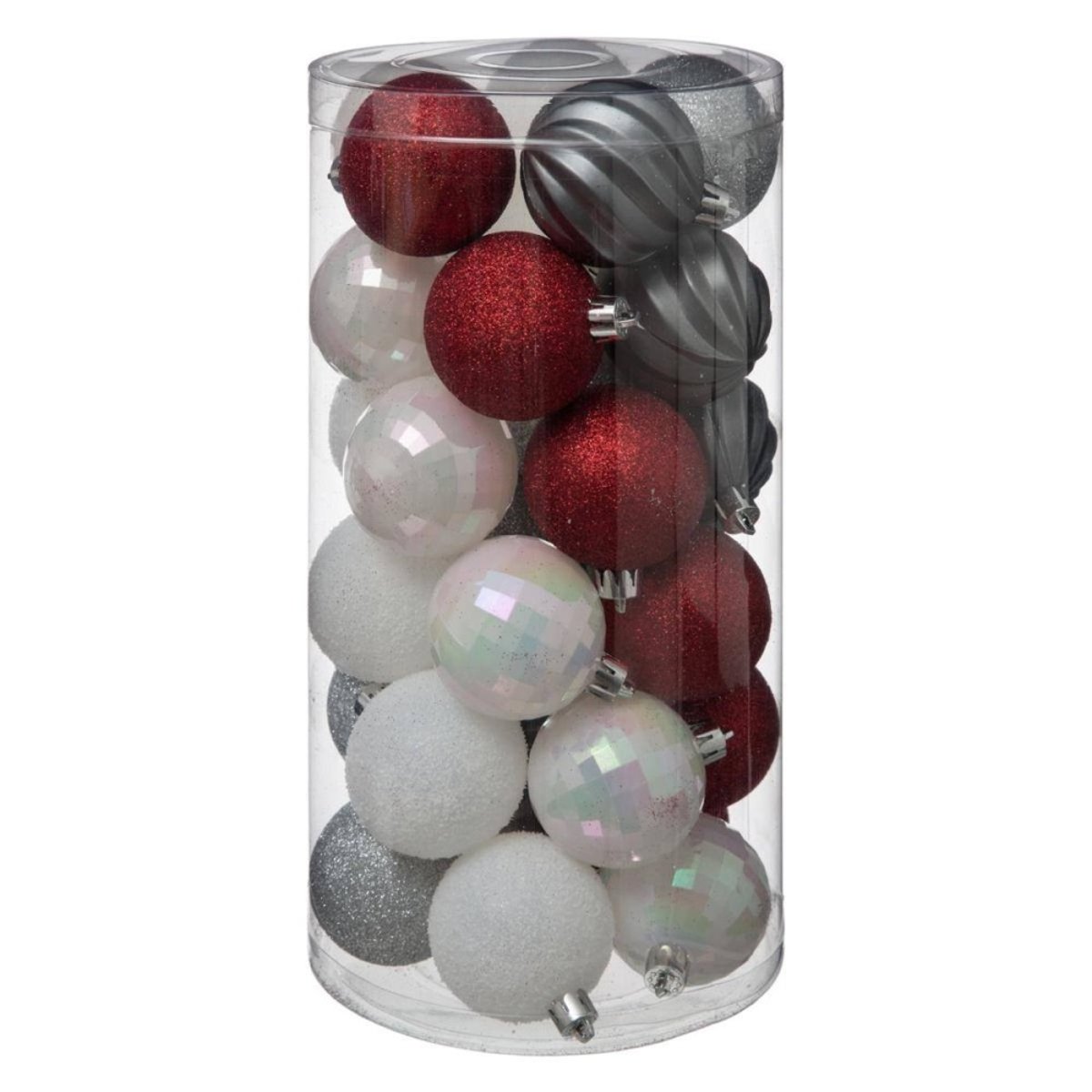 Boules De Noël 60 Mm X30 Rouge, Gris Et Blanc multicolore, ATMOSPHERA