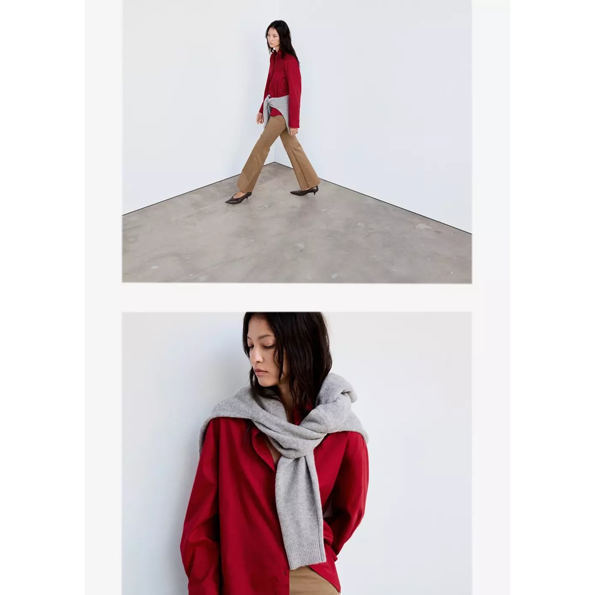 Chemise droite mélange coton et lyocell rouge, MANGO