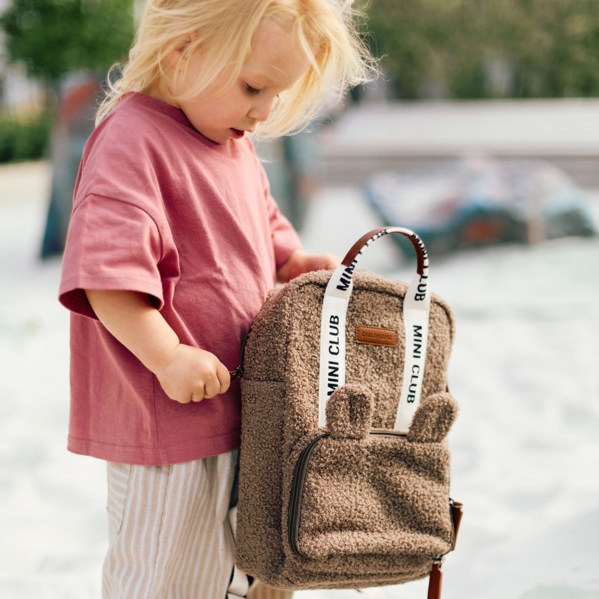 Sac à dos enfant mini club Signature marron doux, CHILDHOME