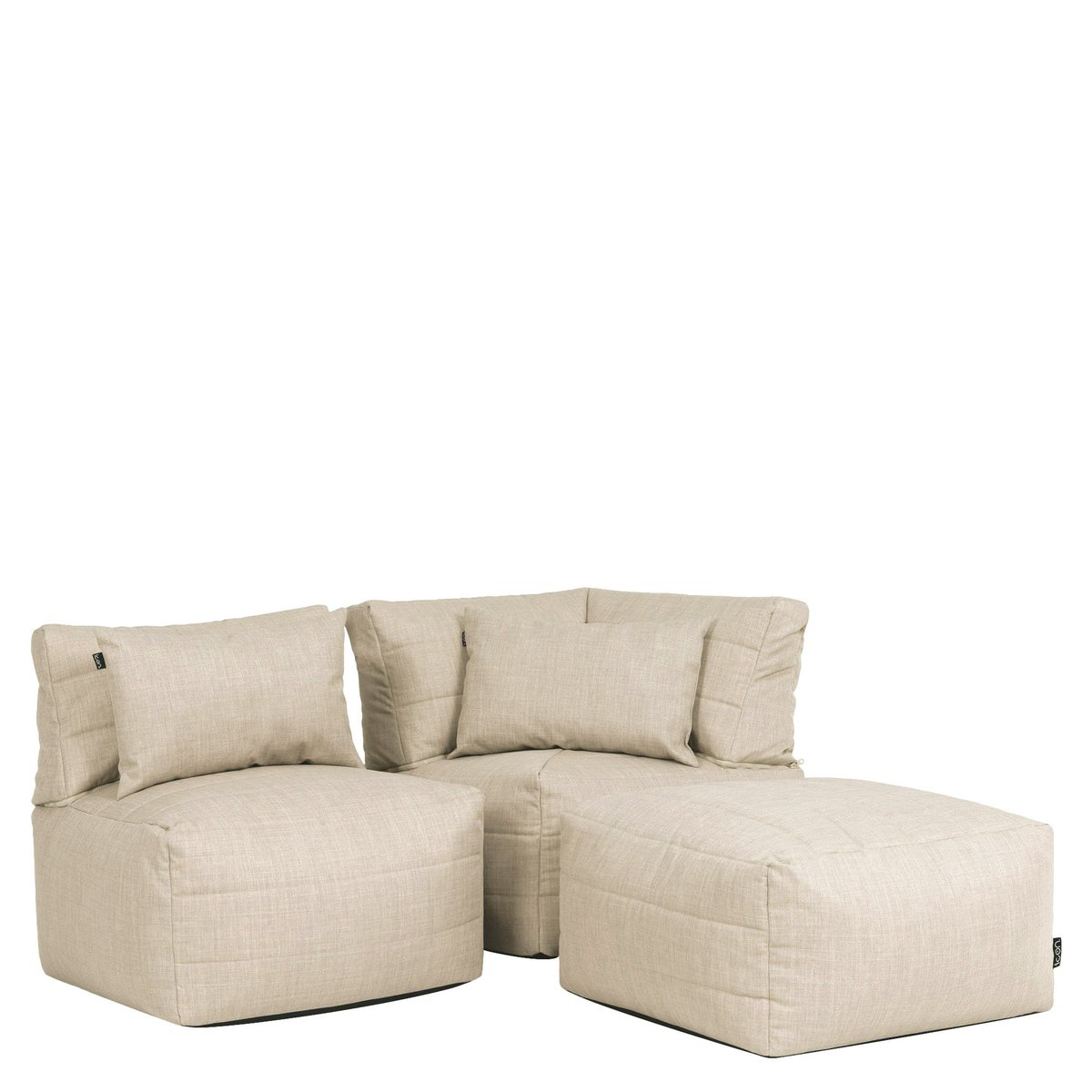 Pouf canapé de jardin modulable en tissu tissé d'intérieur et d'extérieur Oeko-Tex® - NOA beige, ICON