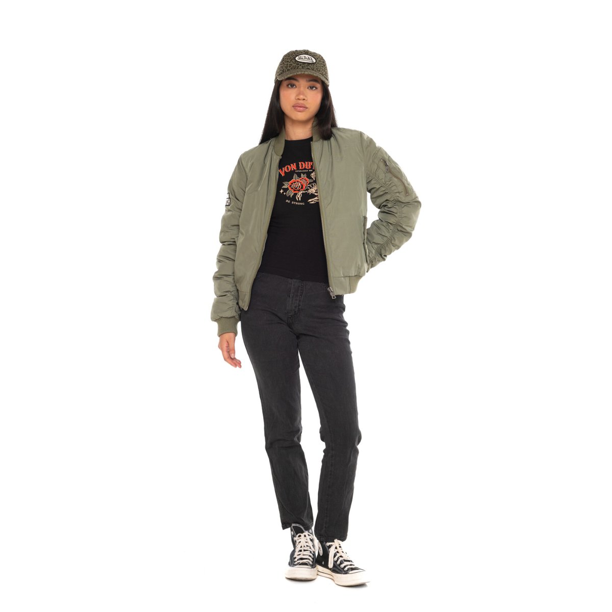 Veste bombers PIMP vert/blanc/noir, VON DUTCH