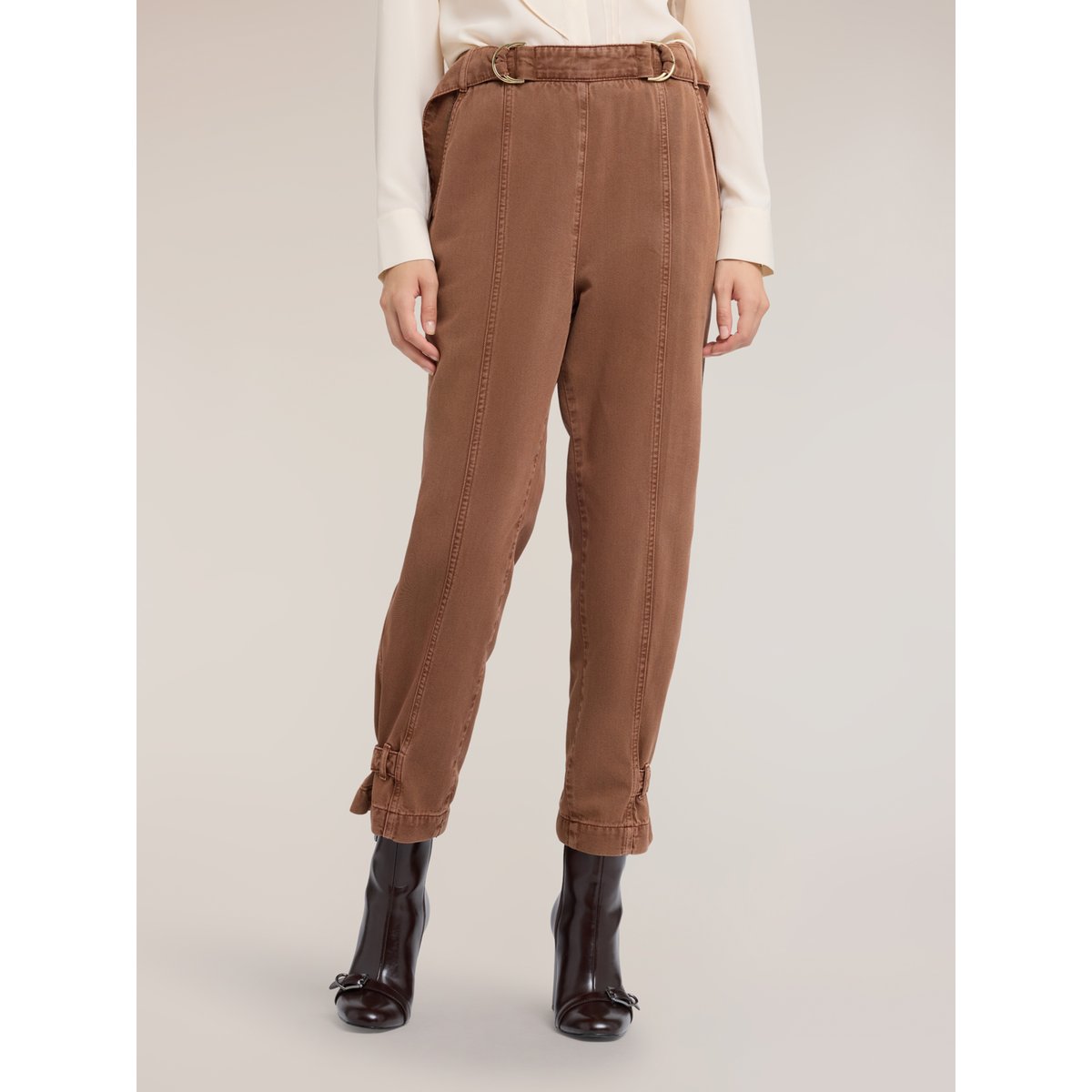 Pantalon carrot washed marron, MOTIVI