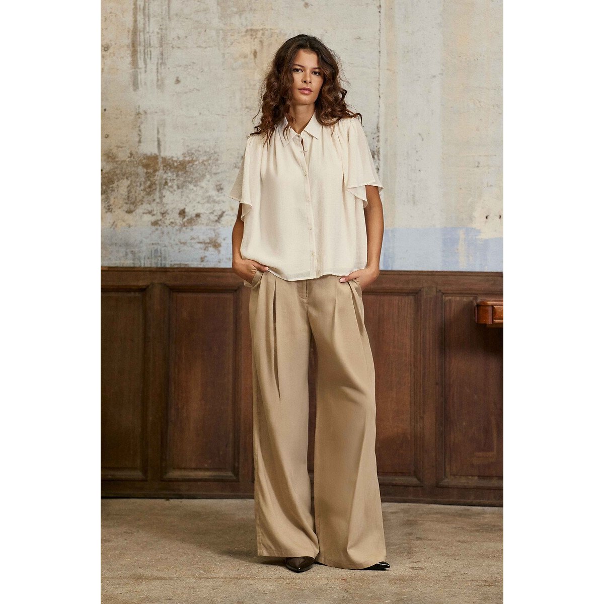 Tobia Oversize Blouse with Short Sleeves ecru , LA PETITE ETOILE
