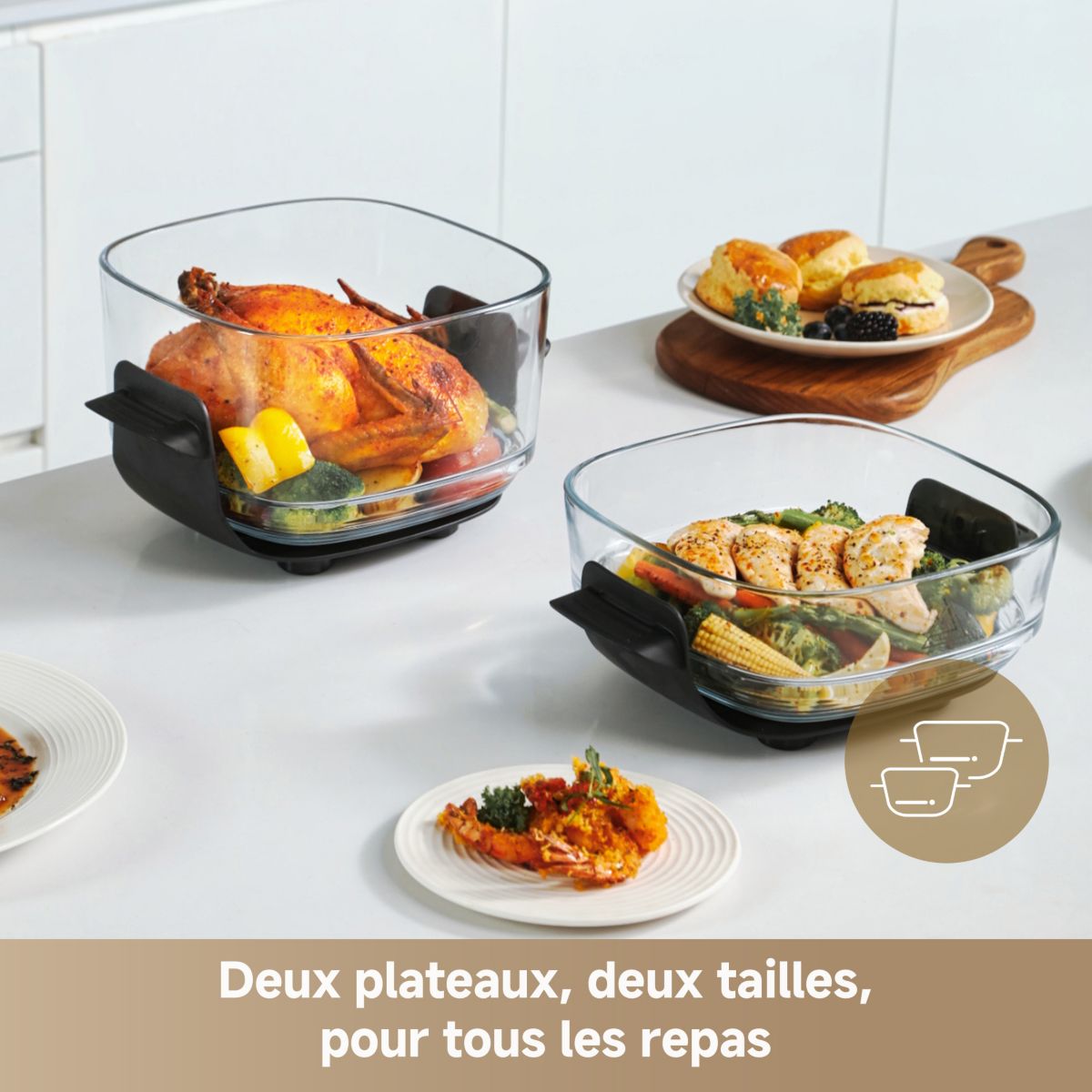 Friteuse sans huile Tasti™,Gris, 5 en 1, 2 récipients: 2,5L et 4,5L, 1500W couleur unique, DREAME