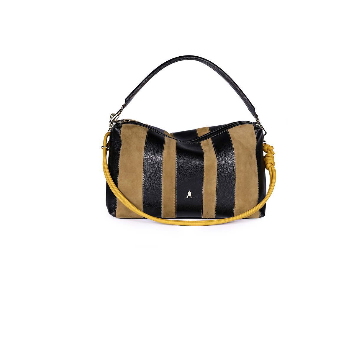 Sac en cuir à effet rayures, HALO noir/taupe, CRAIE STUDIO